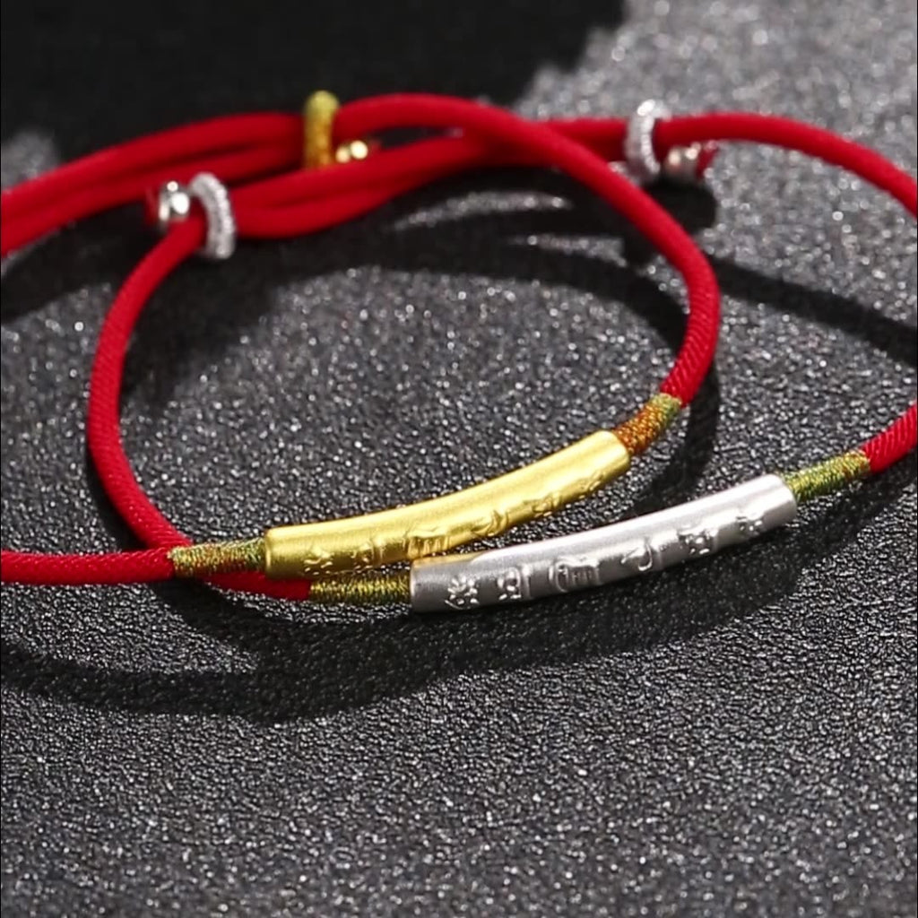 Tibetan Buddhist Handmade Mani Mantra Lucky Red String Bracelet