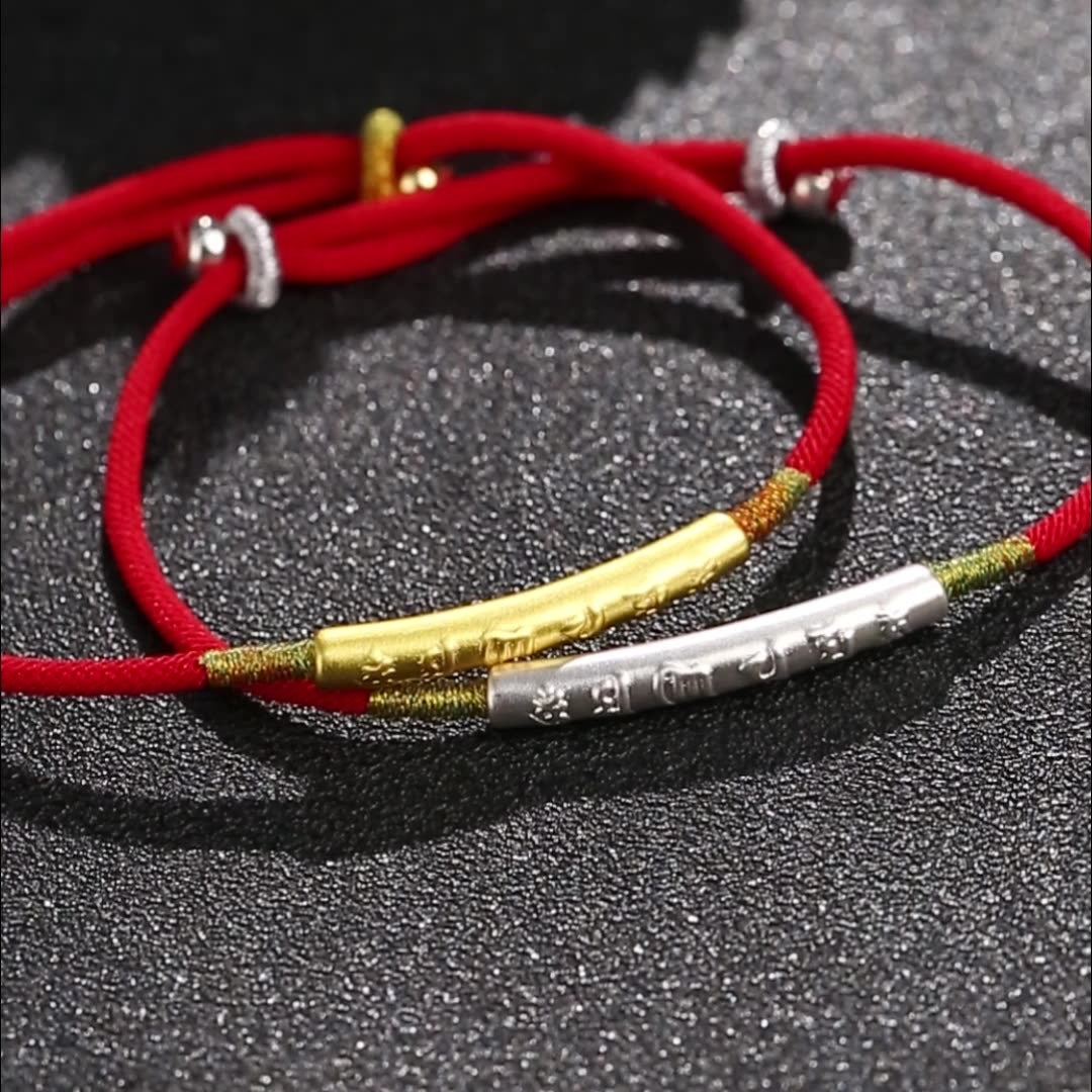 Tibetan Buddhist Handmade Mani Mantra Lucky Red String Bracelet