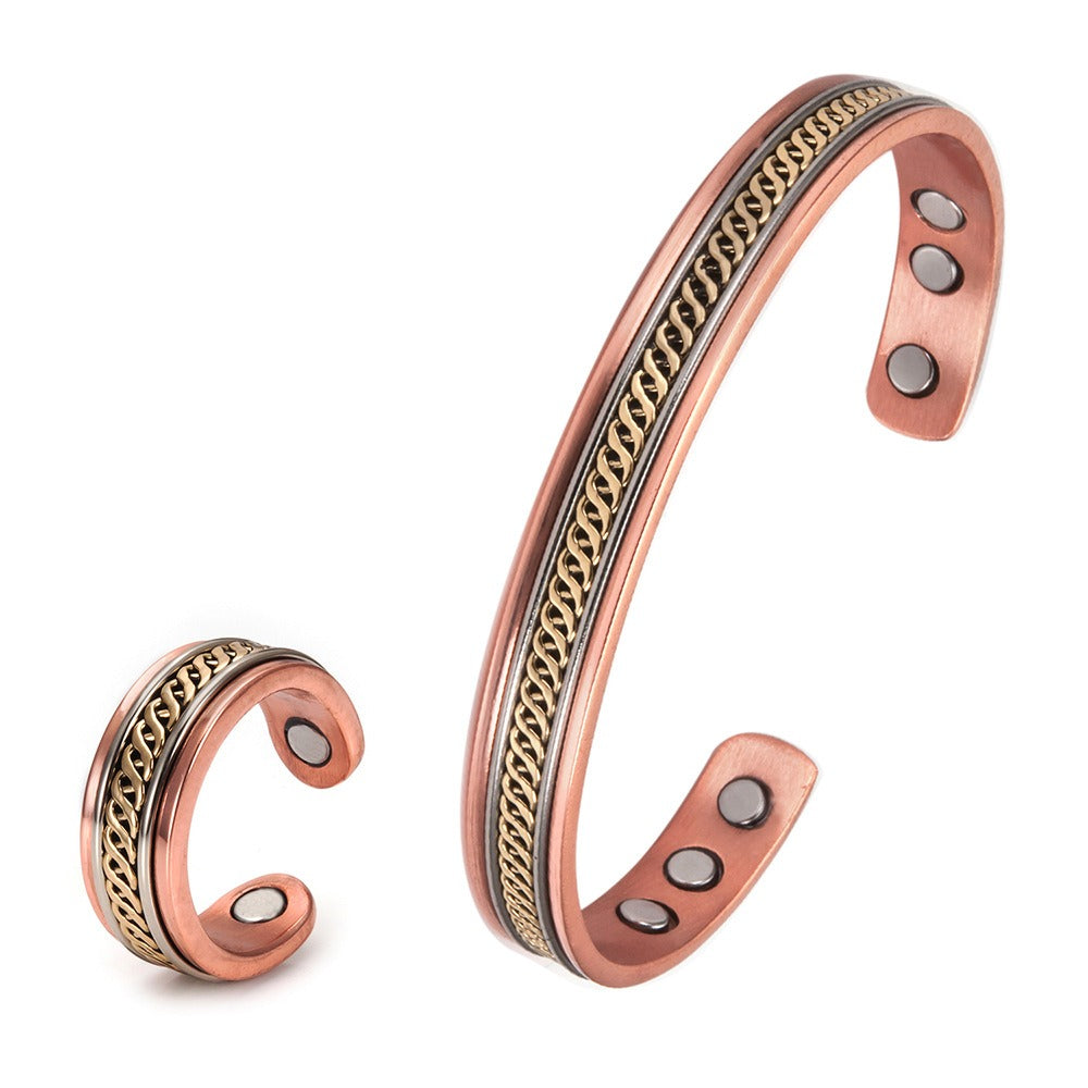 Magnetic Copper Balance Adjustable Cuff Bracelet Bangle Ring