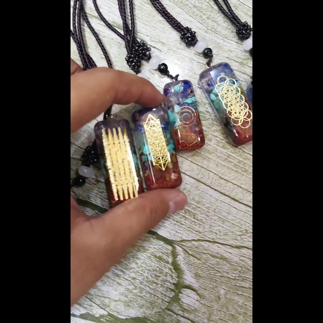 Chakra Orgonite Necklace - Balances Orgone Energy & EMF Protection