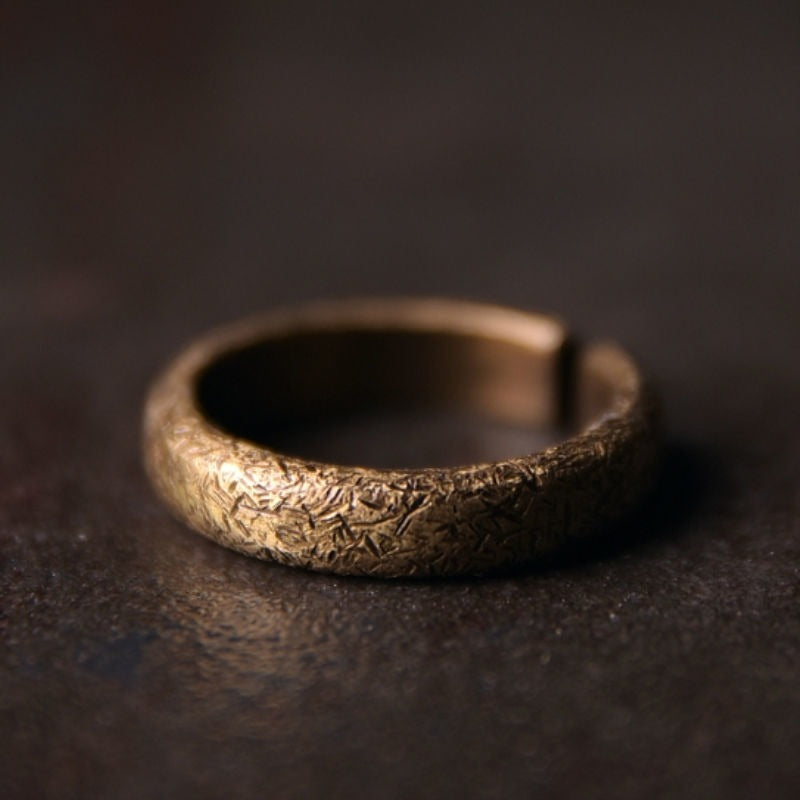 Tibetan Vintage Texture Design Copper Luck Couple Ring