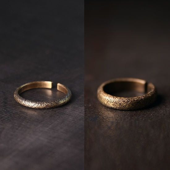 Tibetan Vintage Texture Design Copper Luck Couple Ring