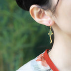 Fish Pattern Jade Luck Dangle Drop Earrings