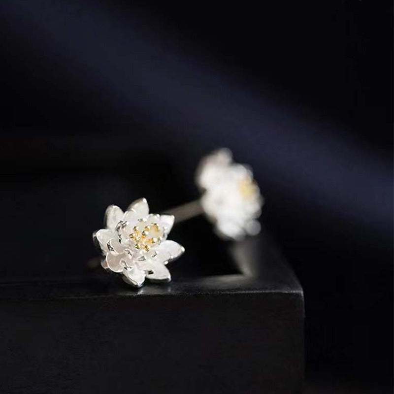 925 Sterling Silver Lotus Flower Balance Earrings