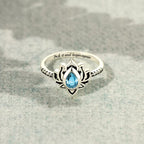Sterling Silver Lotus Zircon Blessing Protection Ring