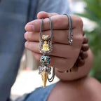 Tibetan Om Mani Padme Hum Buddha Wealth Rotation Necklace Vajra Pendant