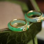 18K Gold Plated Natural Green Chalcedony Strength Ring