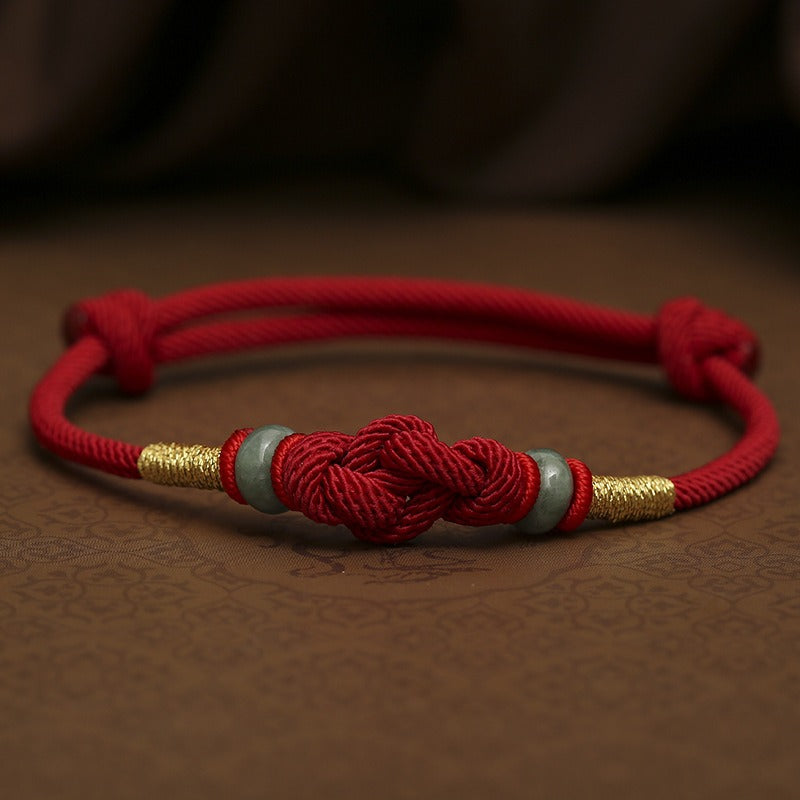 Red String Jade Luck Fortune Knot Braided Couple Bracelet
