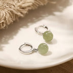 Round Jade Bead Prosperity Earrings