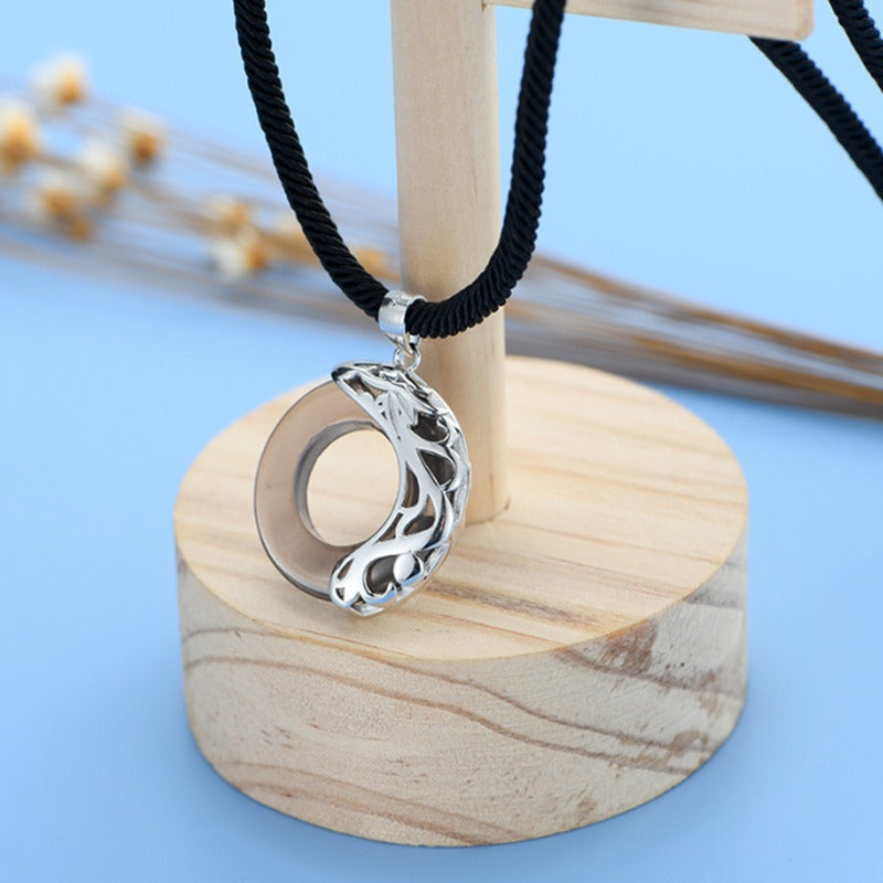 Natural White Jade Koi Lucky Necklace