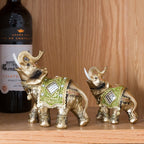 Lucky Feng Shui Green Elephant Statue Sculpture Wealth Figurine Gift Home Decoration