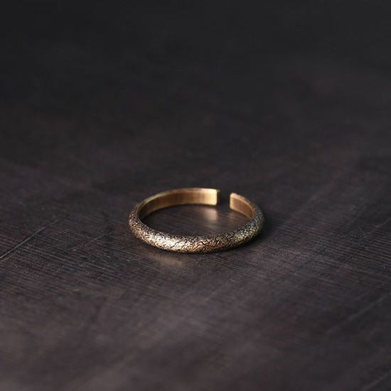 Tibetan Vintage Texture Design Copper Luck Couple Ring