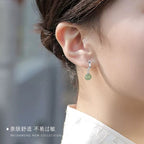 Round Jade Bead Prosperity Earrings