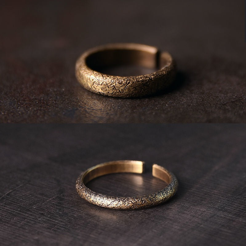 Tibetan Vintage Texture Design Copper Luck Couple Ring