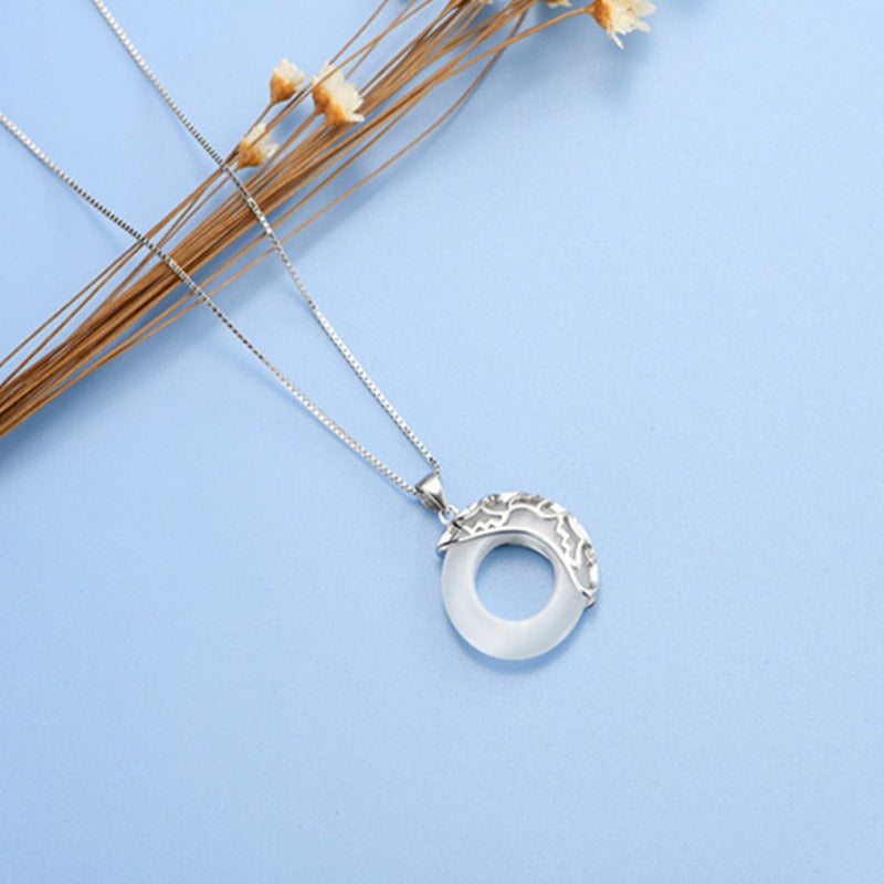 Natural White Jade Koi Lucky Necklace