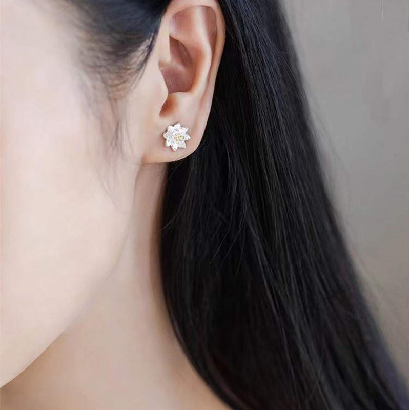 925 Sterling Silver Lotus Flower Balance Earrings