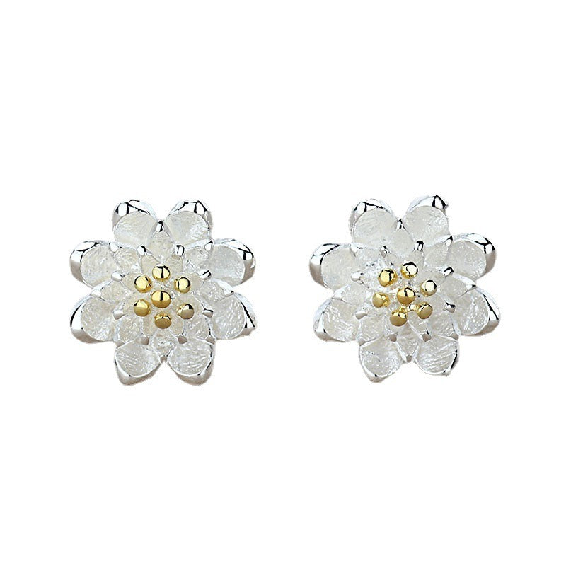 925 Sterling Silver Lotus Flower Balance Earrings