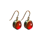 Round Red Corundum Confidence Hook Drop Dangle Earrings