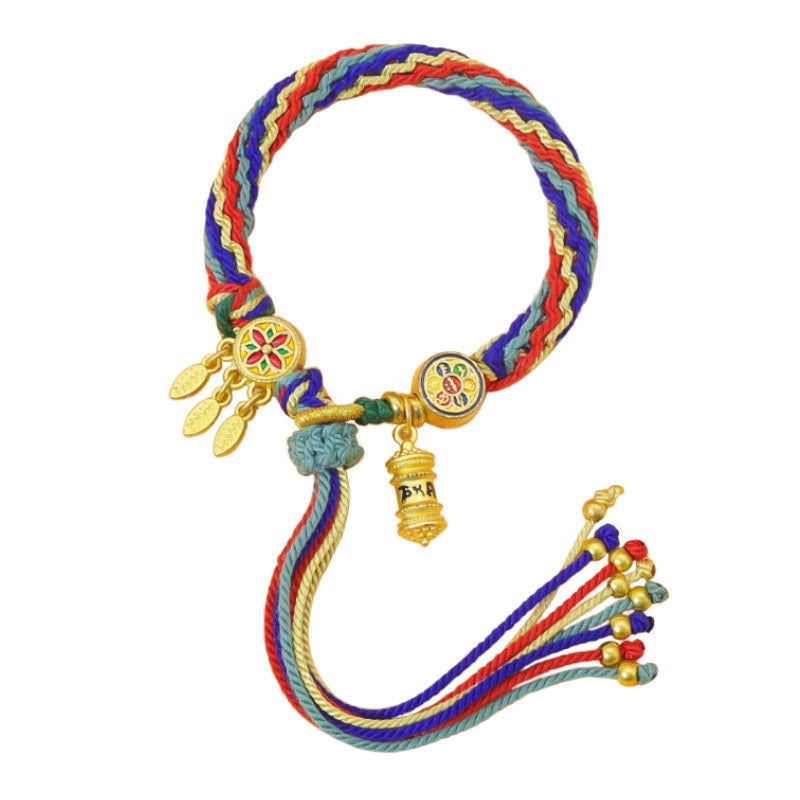 Tibetan Om Mani Padme Hum Dreamcatcher Luck Colorful Reincarnation Knot String Bracelet