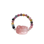 Natural Tridacna Stone Lovely Cat 14K Gold Plated Blessing Ring