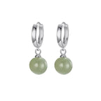 Round Jade Bead Prosperity Earrings
