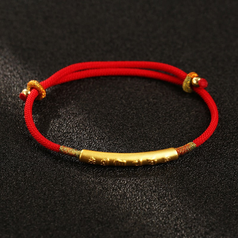 Tibetan Buddhist Handmade Mani Mantra Lucky Red String Bracelet