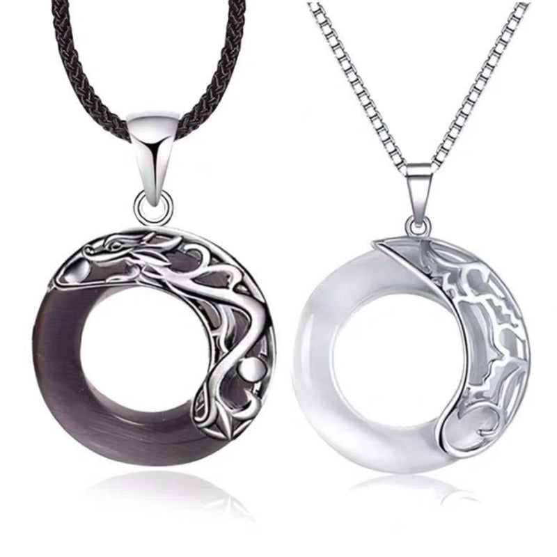 Natural White Jade Koi Lucky Necklace