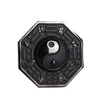 Black Obsidian Taoism Five Sacred Mountains Nine-Character Mantra Carved Purification Yin Yang Necklace Pendant