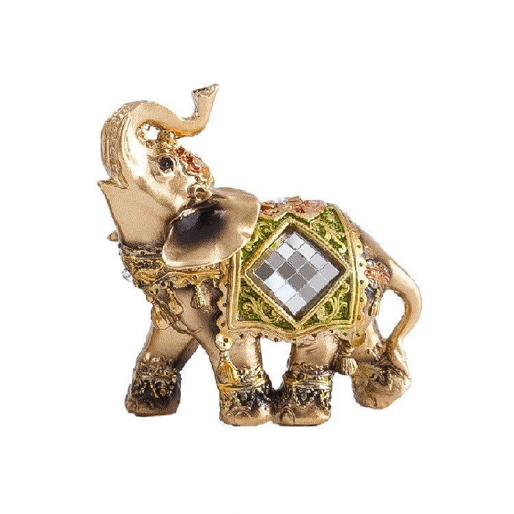 Lucky Feng Shui Green Elephant Statue Sculpture Wealth Figurine Gift Home Decoration