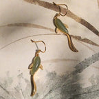 Fish Pattern Jade Luck Dangle Drop Earrings