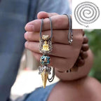 Tibetan Om Mani Padme Hum Buddha Wealth Rotation Necklace Vajra Pendant