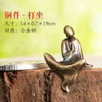 Mini Meditation Buddha Metal Monk Serenity Home Decoration