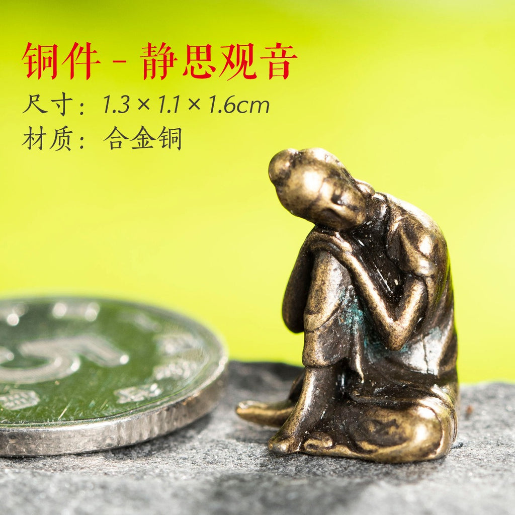 Mini Meditation Buddha Metal Monk Serenity Home Decoration