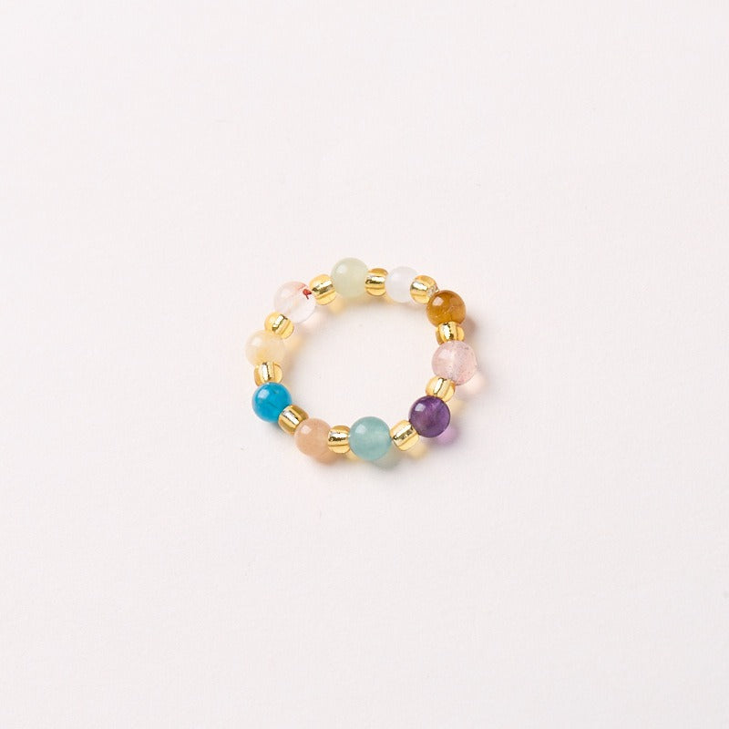 Natural Tridacna Stone Lovely Cat 14K Gold Plated Blessing Ring