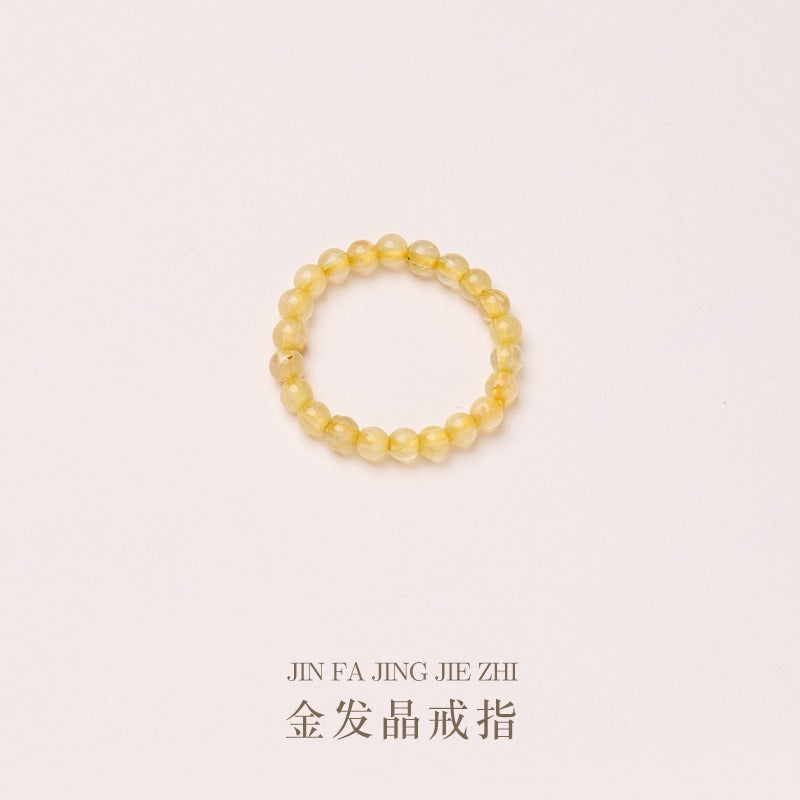 Natural Tridacna Stone Lovely Cat 14K Gold Plated Blessing Ring