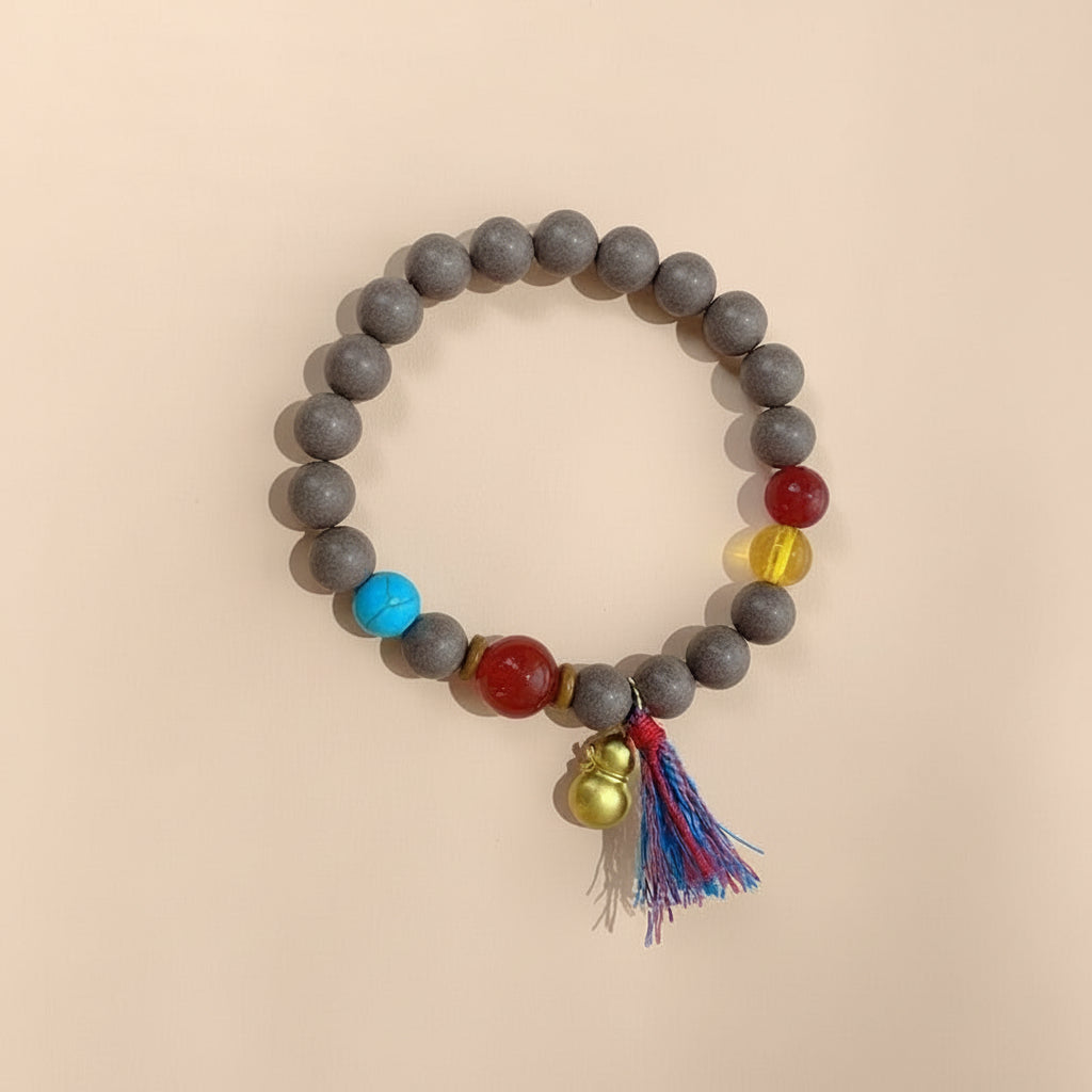 Gourd Hexiang Bead Bracelet with White Dragon Resin Bracelet