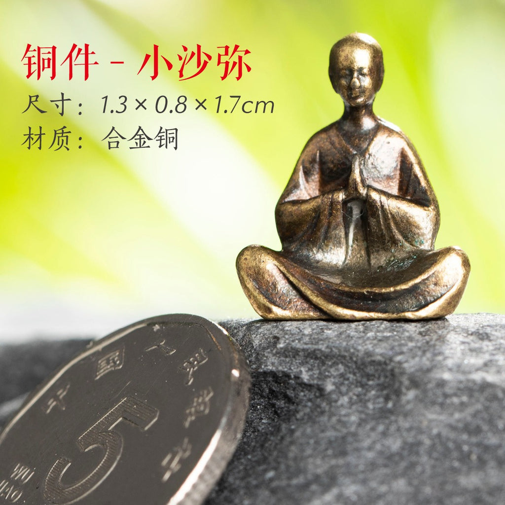Mini Meditation Buddha Metal Monk Serenity Home Decoration