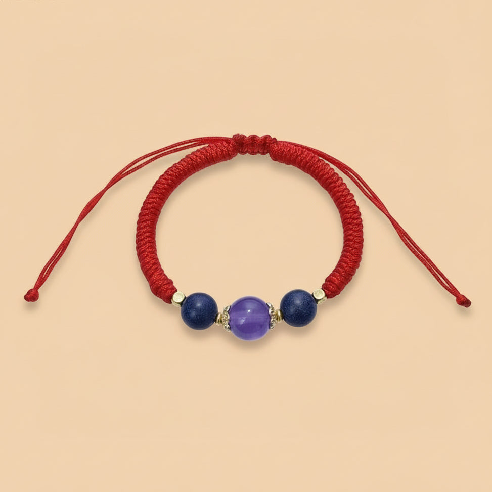 Purple Chalcedony Hexiang Bead Bracelet