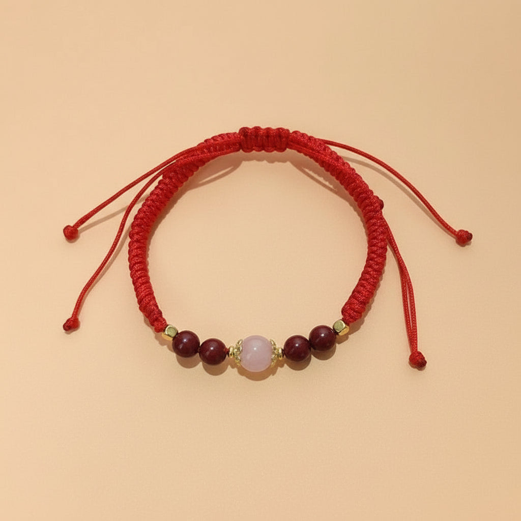 Floral Hexiang Bead Lucky Cord Bracelet