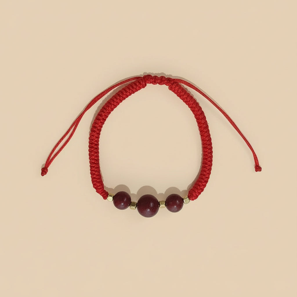 Floral Hexiang Bead Lucky Cord Braided Bracelet