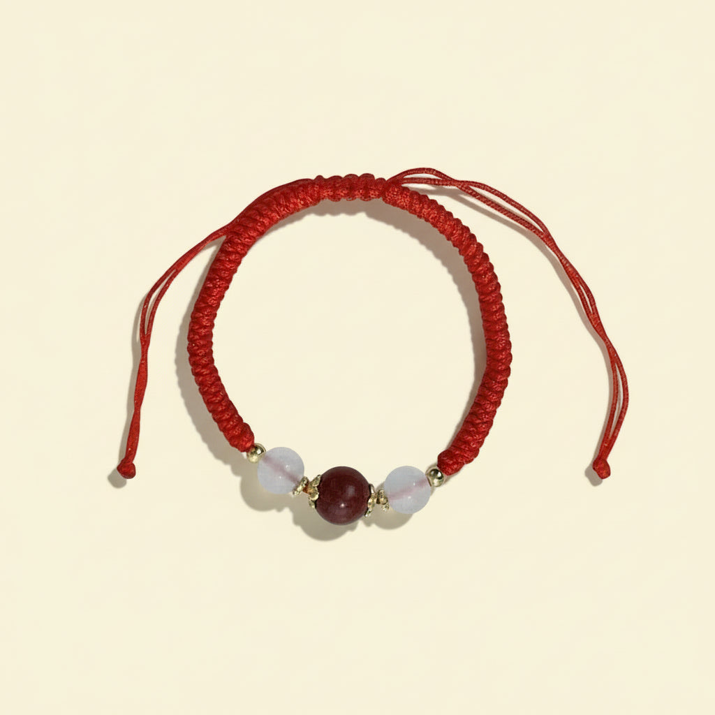 Floral Hexiang Bead Lucky Cord Bracelet