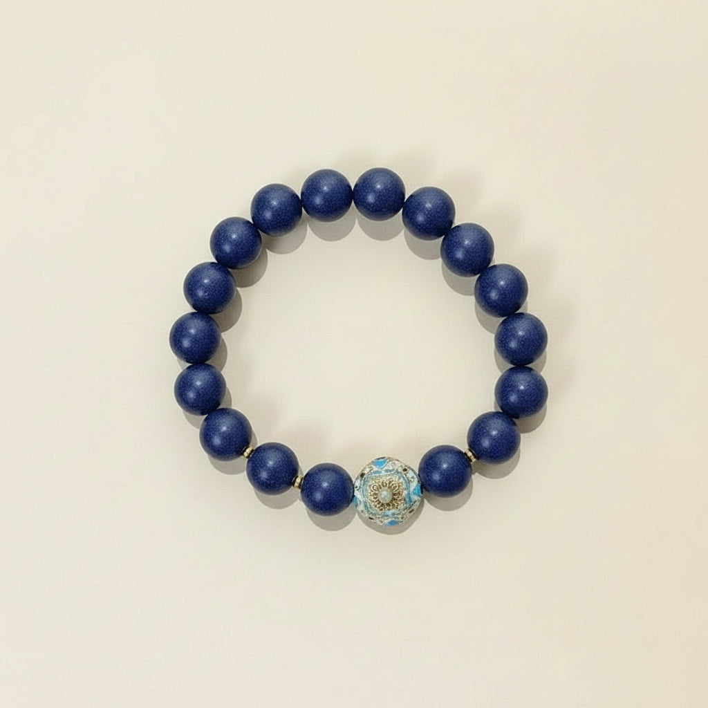 Purple Aura Hexiang Bead Bracelet