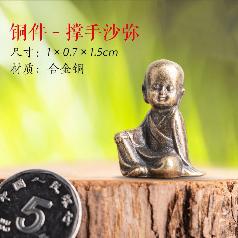 Mini Meditation Buddha Metal Monk Serenity Home Decoration