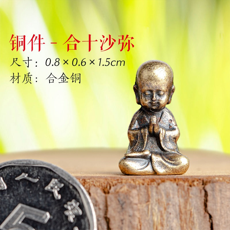Mini Meditation Buddha Metal Monk Serenity Home Decoration