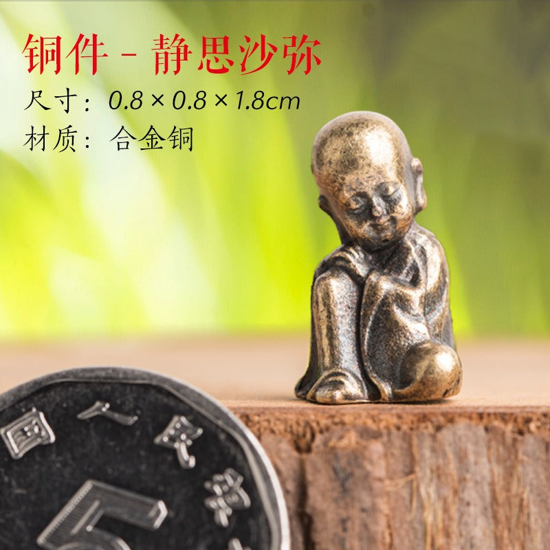Mini Meditation Buddha Metal Monk Serenity Home Decoration