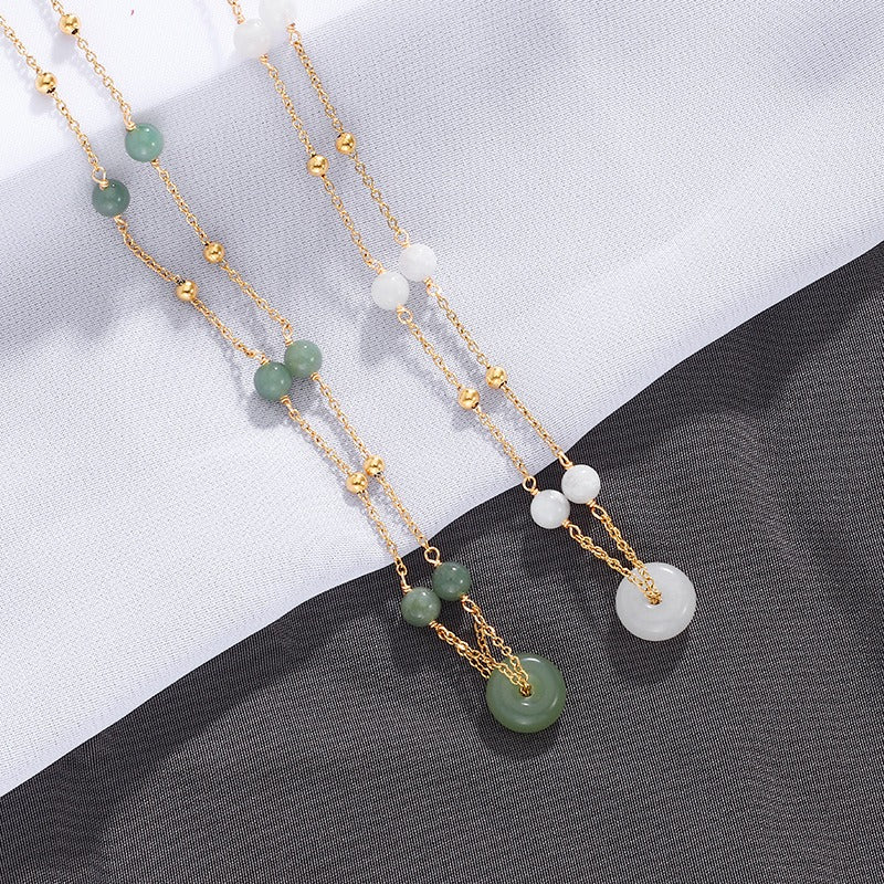 Natural Strawberry Quartz Peace Amulet Crystal Necklace