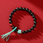 Black Dragon Resin Round-and-Square Bead Bracelet
