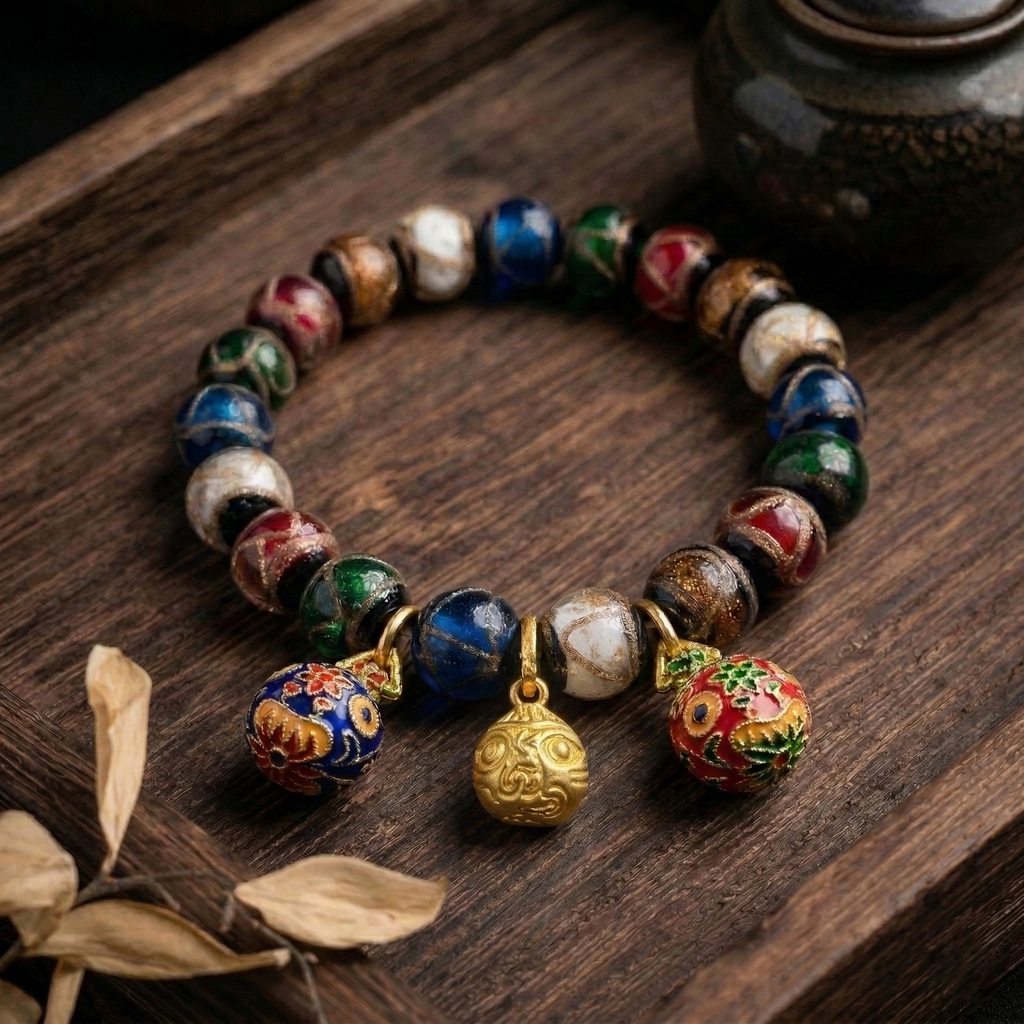Incense-Ash Glass Pixiu Purification Protection Wealth Beaded Bracelet