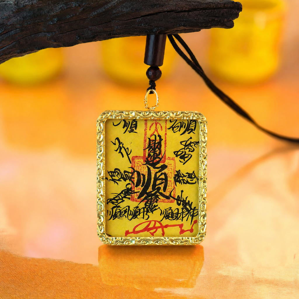 Handcrafted Taoist Fulu Talisman Pendant Necklace