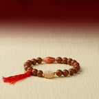 Golden Plum Blossom Agate Dzi Bead Bracelet with Running Rings
